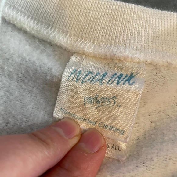 Vintage Handpainted Santa Christmas Crewneck Sweatshirt USA Womens Large White - Picture 6 of 11